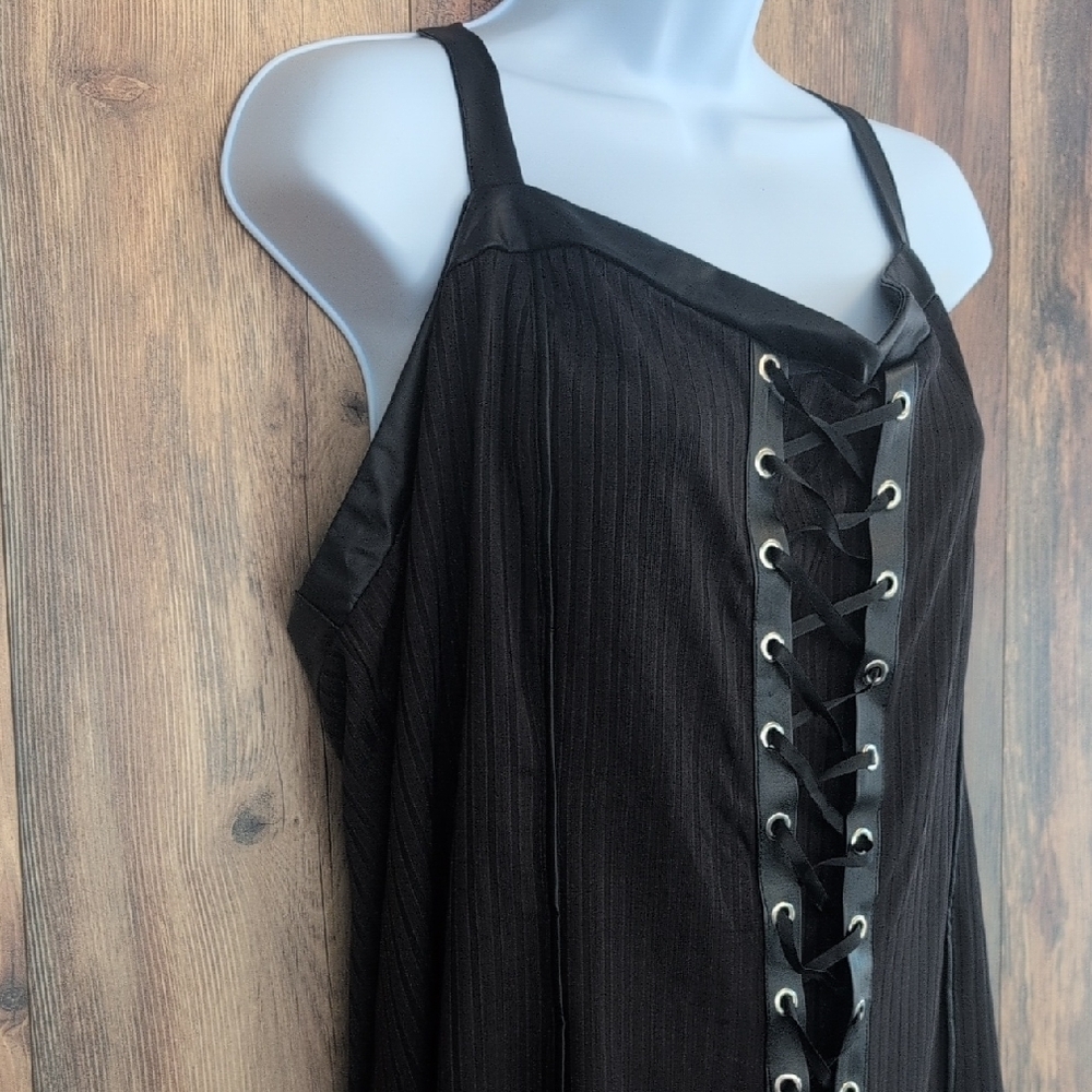 Nextmia Black Lace-Up Camisole Tank Top 22               -c148